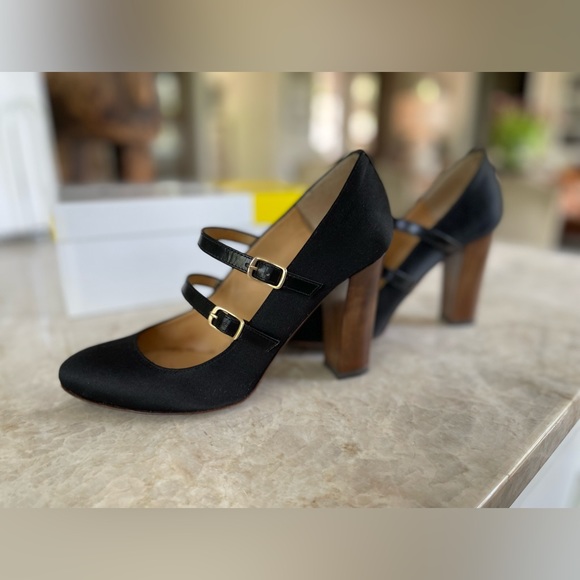 Bettye Muller black satin Mary-Jane heels, Size 36.5 - Picture 9 of 11